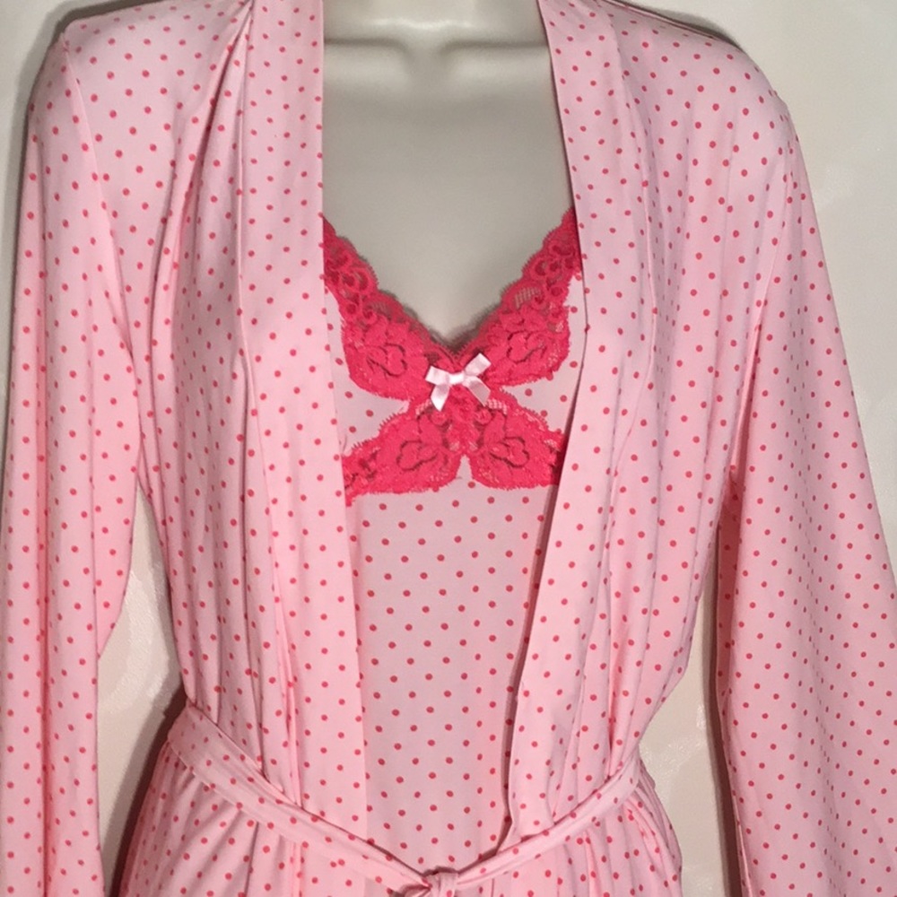 PINK POLKA DOT NIGHTGOWN & ROBE - Picture 2 of 9